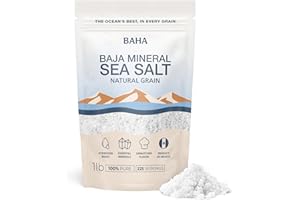 BAHA SEA SALT BAHA - Baja Mineral Sea Salt | Original Natural Grain Baha Gold Salt from Sea of Cortez | Low Sodium & Mineral | For Cooking, Plating and Hydration | for Grinding | 1 Lb. Bag