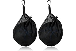 2 Pcs Single Ball Bag, with Zipper Pocket with Buckle Clip 10 x 12in Mesh Ball Bag Drawstring Sport Equipment Storage Net Bag