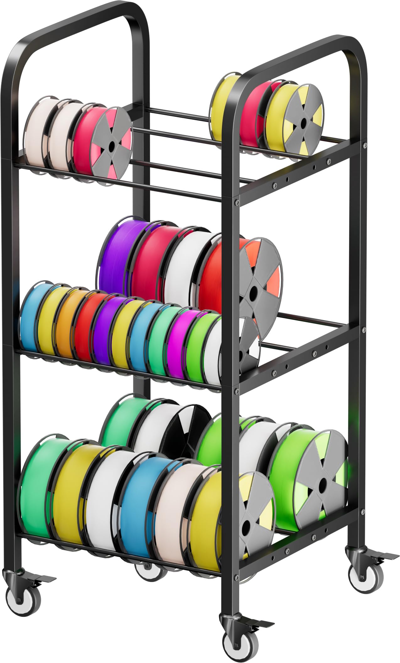 Photo 1 of AnBaiMei 3-Tier 3D Printer Filament Storage Rack with Wheels, Rolling Spool Holder Stand Cart, Holds up to 36×1kg Spools, Heavy Duty Metal Filaments Organizer Shelf for Printing Studio Office Workshop
