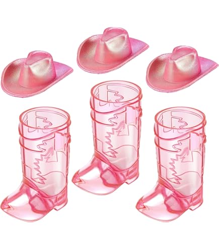 Cowgirl Hat 10pcs Mini Cowgirl Boot Shot Glasses Cowboy Plastic