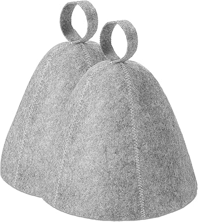 couduan 2Pcs Sauna Hat Ergonomic Felted Sauna Cap Grey Unisex