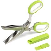 Jenaluca 5-Blade Herb Scissors, Stainless Steel Kitchen Shears, Green | Cut & chop fresh herbs & leafy greens efficiently. Pe