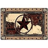 HommomH Bathroom Rugs Non Slip Black Bath Mats Super Absorbent Bath Mat for Bathroom, 24"x17",Western Texas Star Brown, for Man Boy Teen