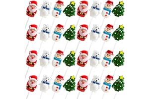 WELLSPRING NUTRITION 32 Count Christmas Lollipops Candy Individually Wrapped Bulk,Snowman,Polar Bear, Santa, Christmas-Tree Shaped Candy Lollipop Suckers 4 Fruit Flavors for Pary Bags, Gift Boxes and Stocking Stuffers