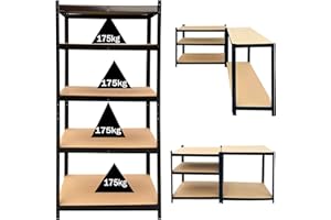 ANSIMIDA 5-Shelf Shelving Units and Storage, Adjustable Heavy Duty Steel Wire Shelving Unit for Garage, Kitchen, Office (39W x 20D x 79H)