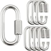 1/4 in Stainless Steel Quick Links, D-Shaped Chain Connectors, 8 Pack | 480 Lb Load Capacity, Threaded Locking Design, 304 Stainless Steel Resists Corrosion, Tool-Free Use For Chains And Ropes