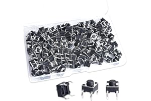 YOUFEN 126 Pcs Tactile Switches 4 Pins 6x6x5 mm Miniature Micro Momentary Tact Push Button Switches