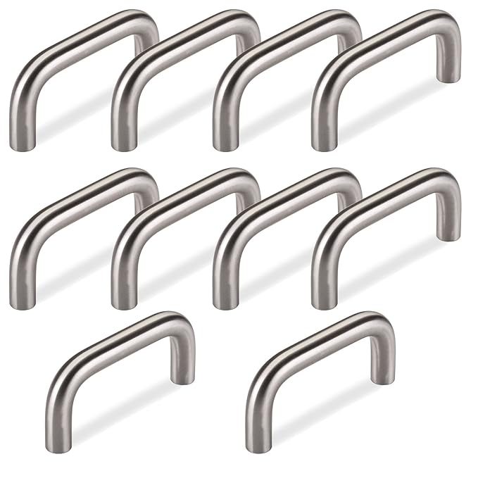 10 x SO-TECH® Bügelgriffe BG03e ECHT EDELSTAHL massiv Ø 10 mm / BA 64 mm / Möbelgriffe Küchengriffe