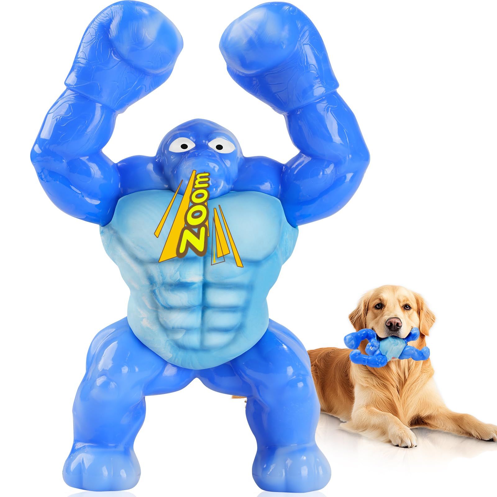 Photo 1 of Dog Toys for Aggressive Chewers, Indestructible Chew Toys for Medium Large Breeds(20-80lb), Durable Squeaky Tough Dog Toy to Keep Them Busy (Bacon Flavor, Blue)
