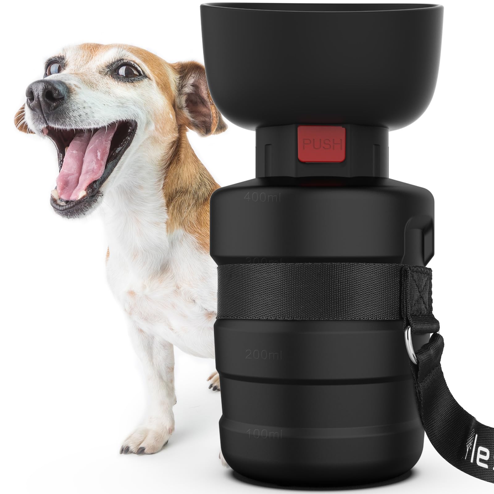 Photo 1 of Lesotc Dog Water Bottle, Portable Water Dispenser with Bowl, Leak Proof Pet Travel Squeeze Bottle, Puppy Essentials Dog Stuff Accessories for Outdoor Walking, Hiking, Camping