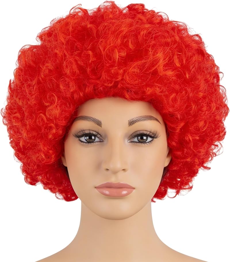 SHATCHI Afro Wig Curly Red Fancy Dress Costume Accessory Unisex