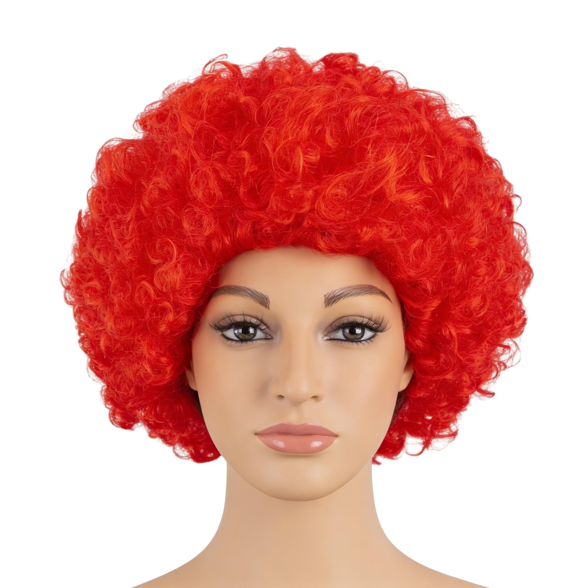 Afro Wigs Curly Bouncy Hair For Fancy Dress Party Costume Disco Accessory Unisex 60s 70S 80s Theme,Red
