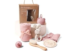 EERKEOD Baby Gift Set for Newborn New Baby Gift Set - Newborn Baby Essentials Baby Bath Set with Baby Blanket Baby Rattle - New Born Baby Girls Gift & Baby Boy Gifts for Baby Shower