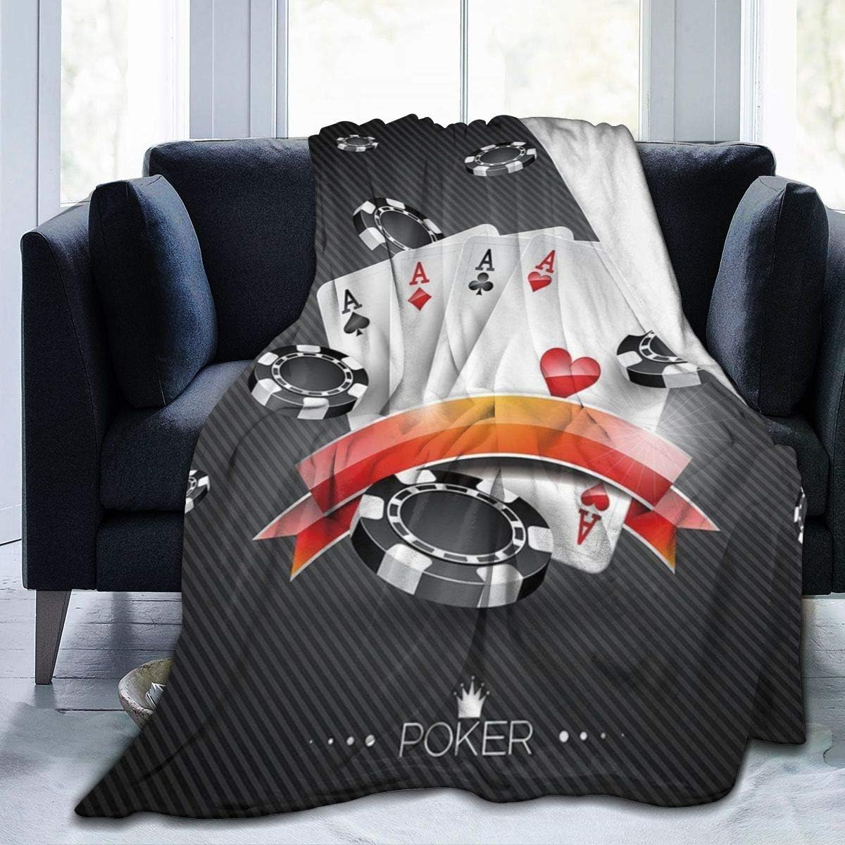 YHGFR Poker Cards Tournament Art Micro Fleece Flannel Throw Blanket