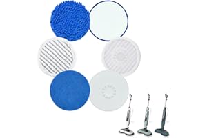 6-Piece Washable Steam Mop Pad Replacement Set Compatible with Shark Models S8002BRN, S8201, S8001, S7201, S7000 | Combines S