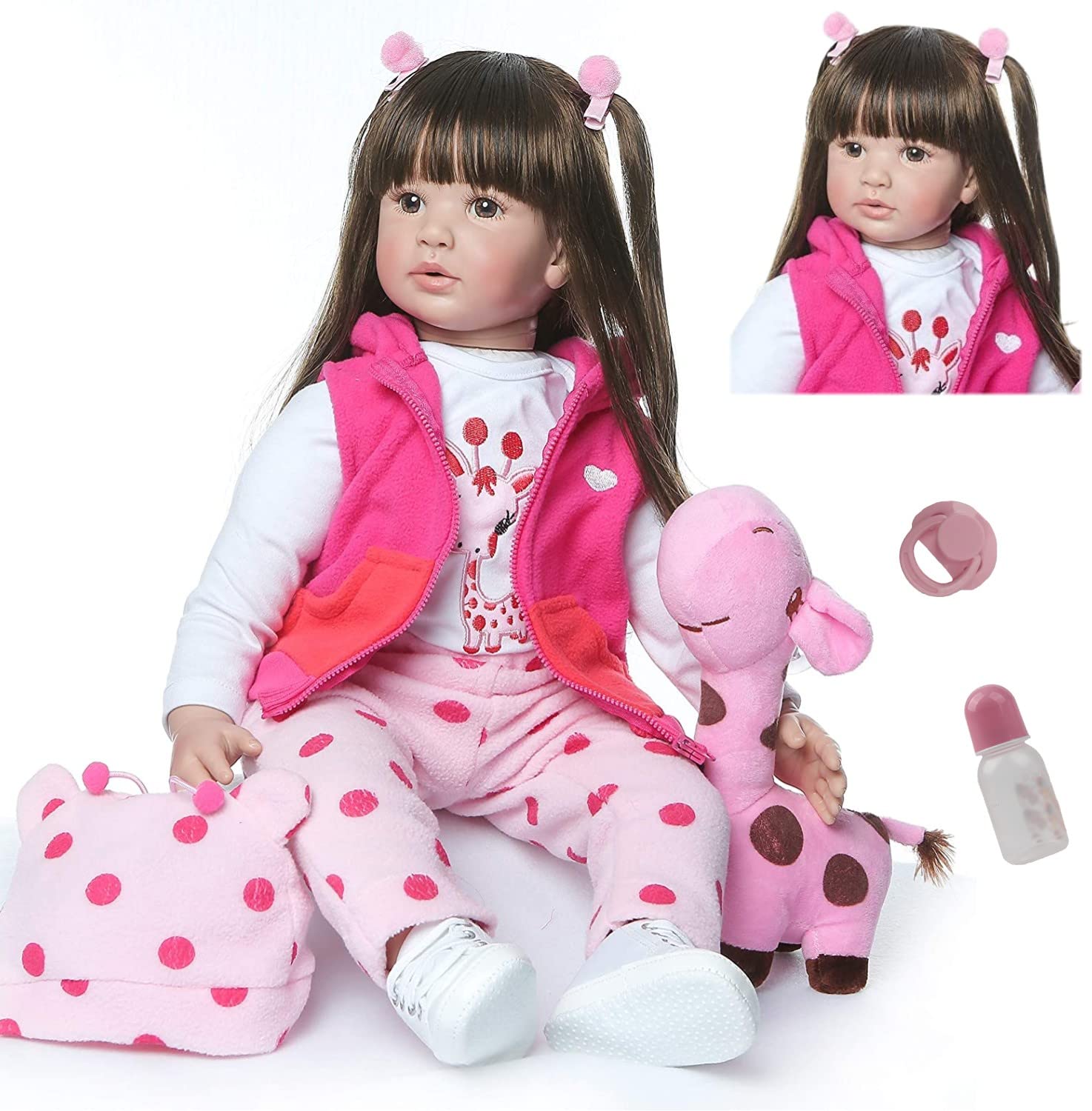ZIYIUI Reborn Dolls - 24 Inches Handmade Lifelike Baby Dolls Girl Soft Cloth Body with Feeding Kit, Like a Real Baby (reborn girl)