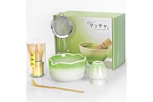 CL FUN Matcha Whisk Set, 5 Pcs Matcha Set with Matcha Bowl, Whisk Holder, Sifter, Bamboo Whisk and Scoop, Gift for Friend Family Matcha Tea Lovers, Matcha Kit