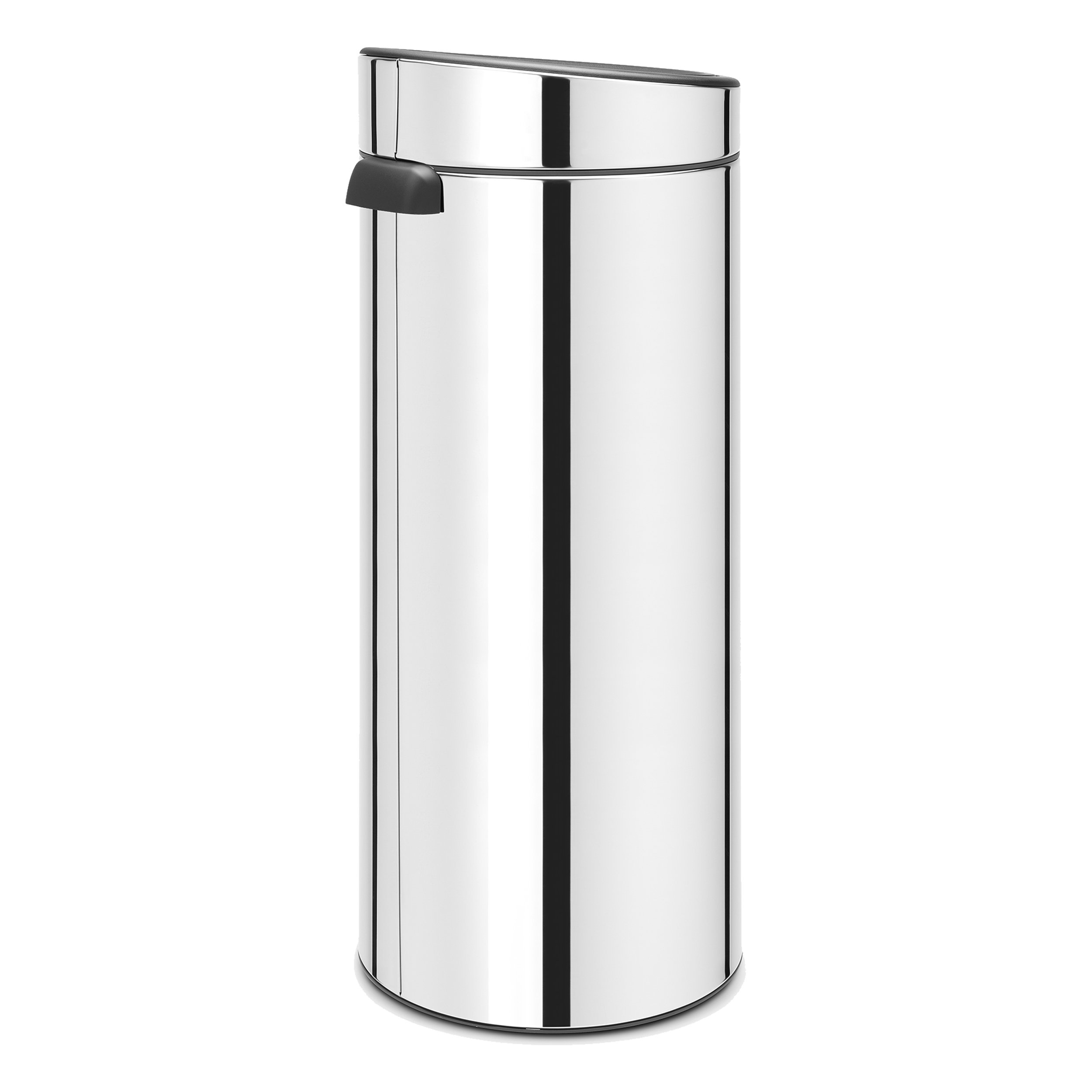 Brabantia 30L Kitchen Touch Bin New (Brilliant Steel) Removable Lid, Soft-Touch Open, Easy Clean Rubbish Waste Bin + Bin Bags