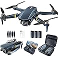 Brushless Super Endurance Foldable Drone with Camera for Beginners–60+ min Flight Time, WiFi FPV Quadcopter with 120°Wide-Angle 4K HD Camera, Brushless Motor, Auto Hover, Follow Me (3 Batteries)