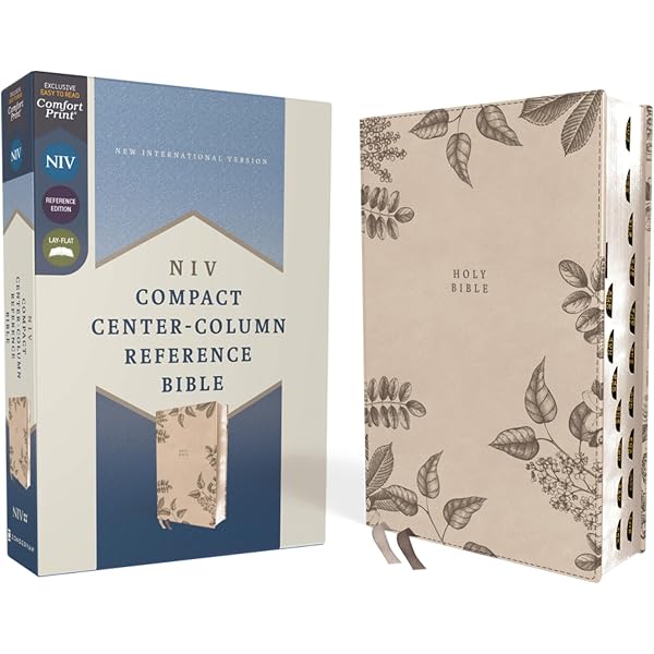 NIV, Compact Center-Column Reference Bible, Leathersoft, Stone