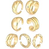17 MILE Chunky Gold Stackable Rings for Women Non Tarnish, 18K Gold Plated Statement Open Stacking Rings, Knuckle Band Ring Set