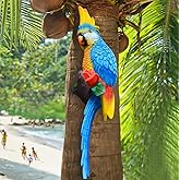 Euiroet Tropical Hanging Parrot Decor,Resin Bird Figurines,Real Bird Statues,Home Ornament Decor for Tiki Bar,Perfect for Yard Ornaments,Tree Decorations Outdoor,Patio,Lawn,Tree Trunk, Porch