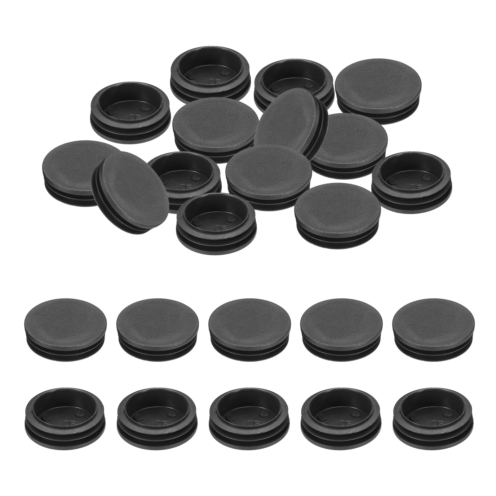 Photo 1 of PATIKIL 2" Plastic Tubing End Caps, 24Pcs Round Hole Plug Insert for Round Iron Pipe Chair Leg Table Bookshelves Patio Furniture, Black