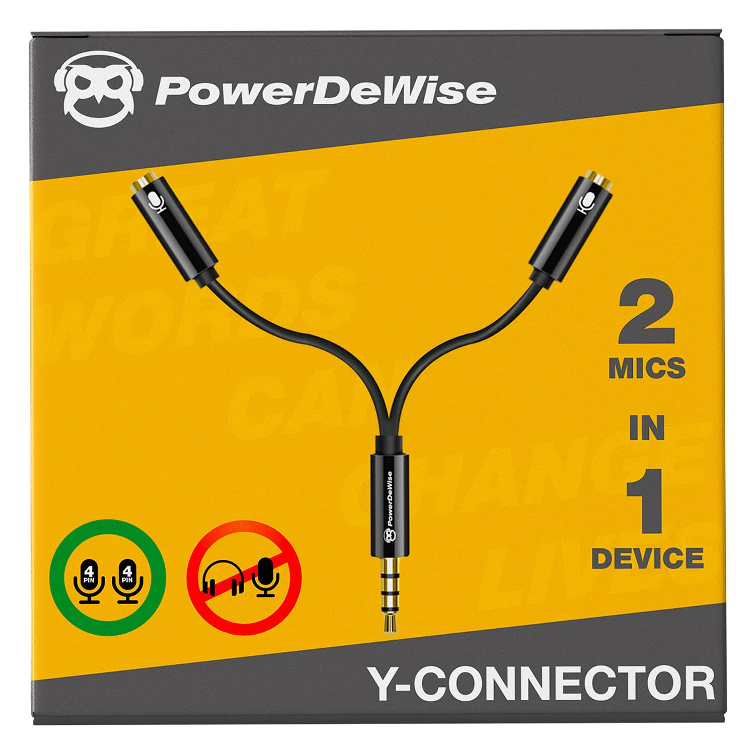 Y Splitter Mic and Mic - Microphone TRRS Splitter - 2 Microphone Splitter - Y-Splitter - Y-connector Audio Signal Splitter Cable for Lavalier Microphone