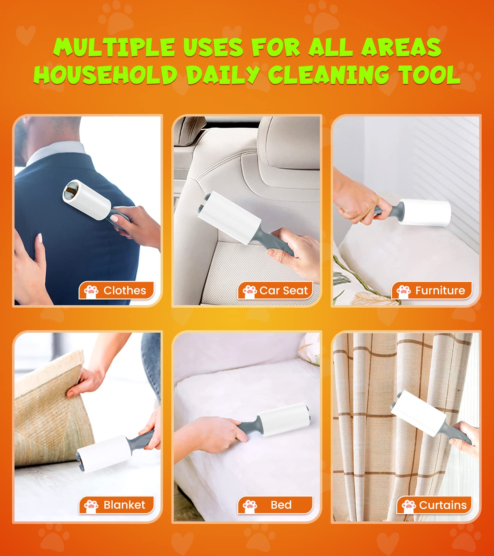 Lint Rollers for Pet Hair Extra Sticky, 500 Sheets Mega Value Set Roller with 2 Upgraded Handles, 5 Portable Remover Clothes, Furniture, Carpet, Dog & Cat Removal