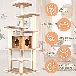 Tangkula Tall Cat Tree, 69-Inch Modern Cat Tower