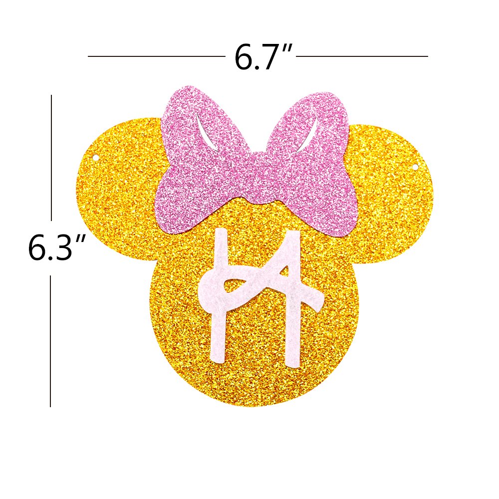 Pink And Gold Glitter Minnie Happy Birthday Banner Girls Birthday