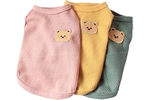 BIECWIAY Cotton Dog Shirt Summer Lightweight Pet T-Shirts Soft Breathable Stretchy Cats Dogs Tee Shirt Sleeveless Vest Dog Apparel for Medium Small Dog Clothes 3PCS Yellow&Green&Pink