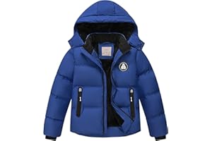 Buyboxs Boys' Winter Coat Kids Puffer Winter Jacket Thick Fleece Lined Warm Hooded Outerwear Coats for Boys Girls (4-15)