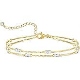 Gold Birthstone Bracelet for Women Trendy 14K Gold Dainty Bracelet for Friend Friendship Birthday Mother Gifts for Her Jewelry