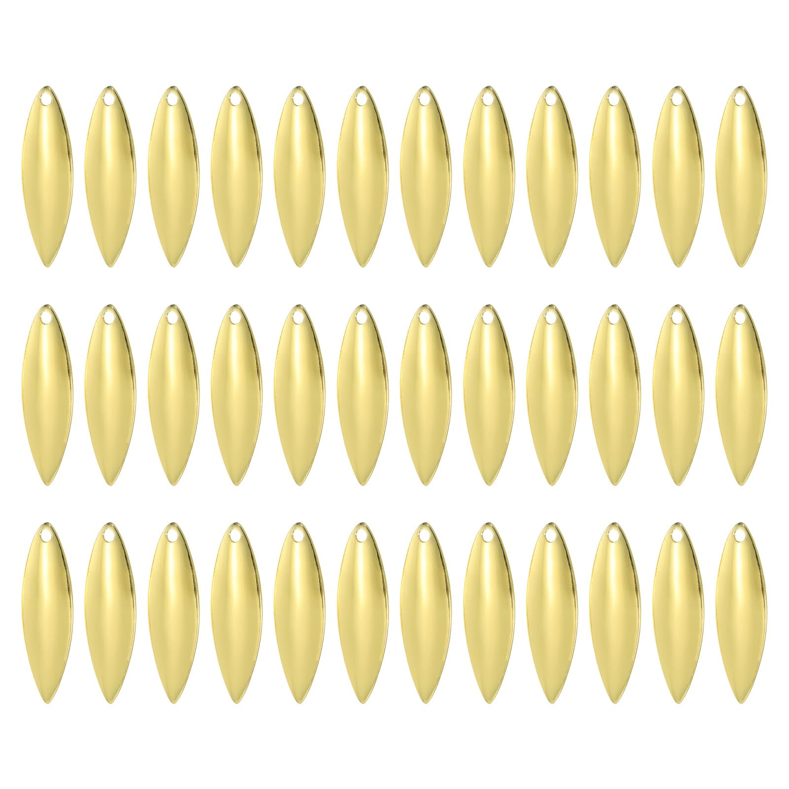 PATIKIL Fishing Lure Blades 1.3x0.4",50 Pack Willowleaf Lure Making for DIY Bait, Golden