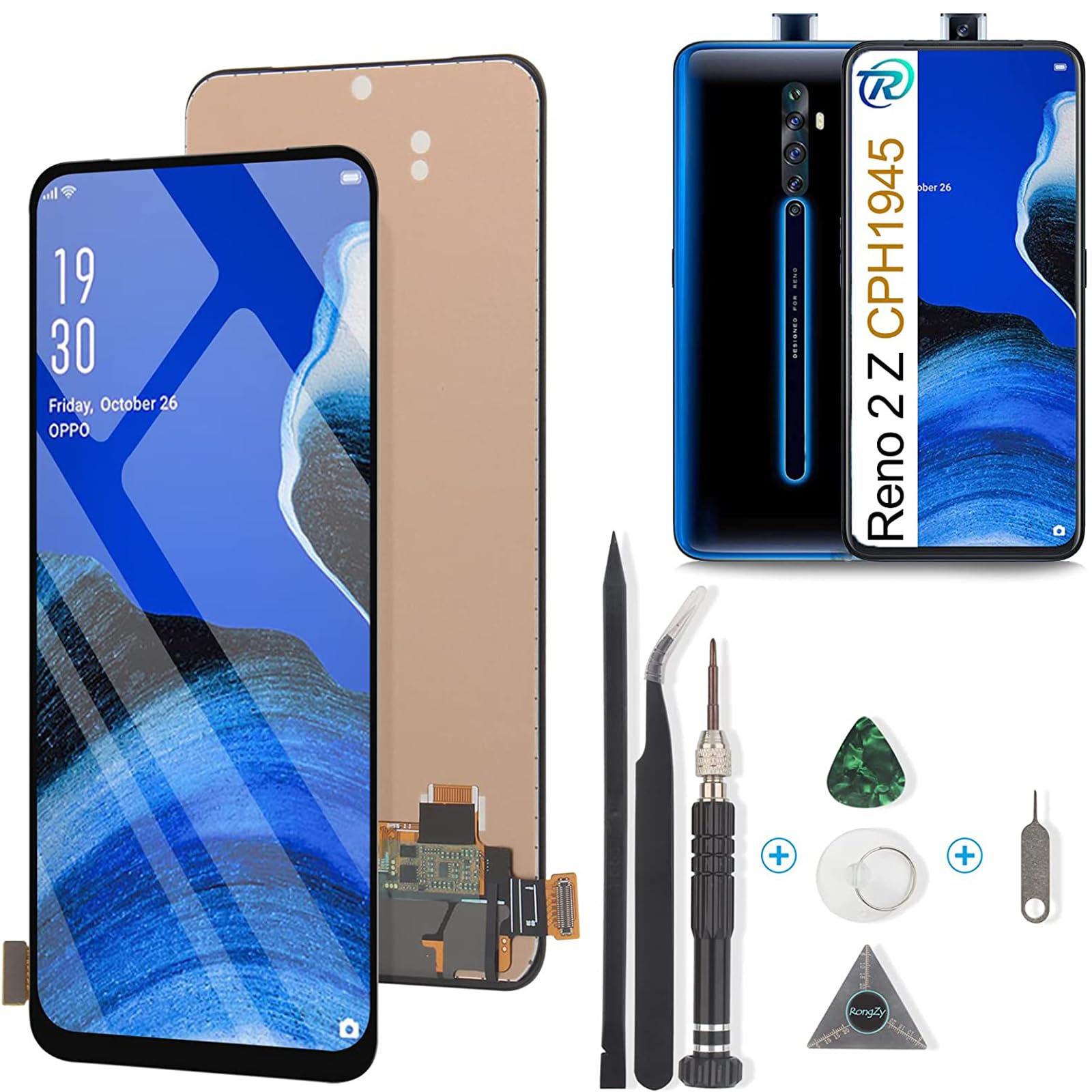 RongZy Incell Display for Oppo Reno2 Z/Reno 2Z LCD Screen Replacement Touch LCD Display Digitizer Assembly for Oppo Reno2 Z/Reno 2Z CPH1945 CPH1951 with Kit(6.53" Black)