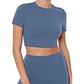 PAVOI ACTIVE Athleisure Crop Tee | Low Support Crew Neck Short Cap Sleeves Lounge Workout Women's Cropped Top | LuxeCloud