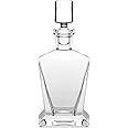 Glass - Whiskey Decanter - Square -For Whiskey, Liquor, Scotch, Vodka, Bourbon - Or For Wine - Decanter With Stopper - Cut Designed - 25 Oz. - 8.75" Height - By Barski - Made In Europe Clear - View #2