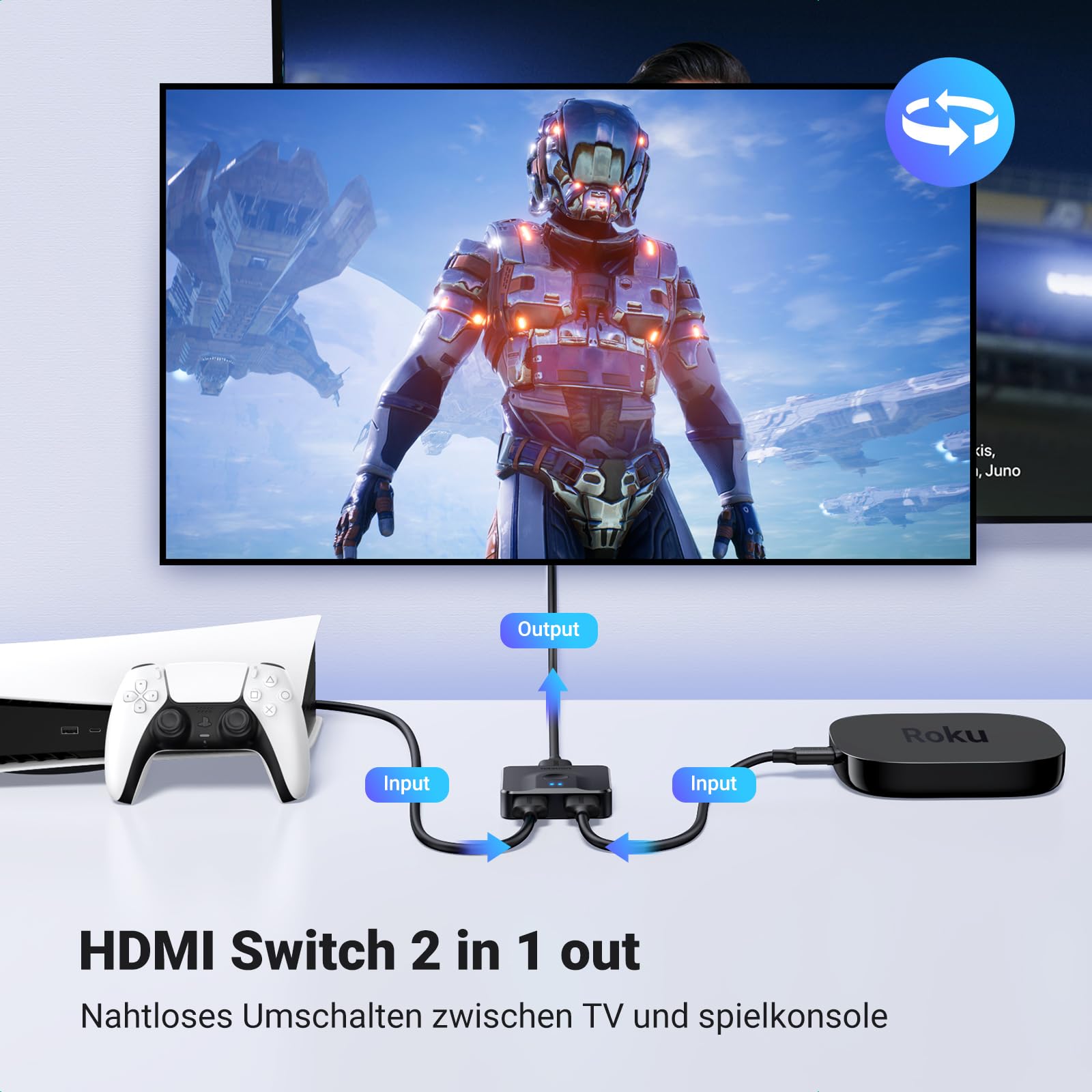 UGREEN HDMI 2.0 Switch 4K@60Hz Bidirektional HDMI Switch Splitter 1 in 2 Out/2 in 1 Out für PS5, PS4, Xbox,TV Box, TV Stick, Switch, Monitor, PC usw 2