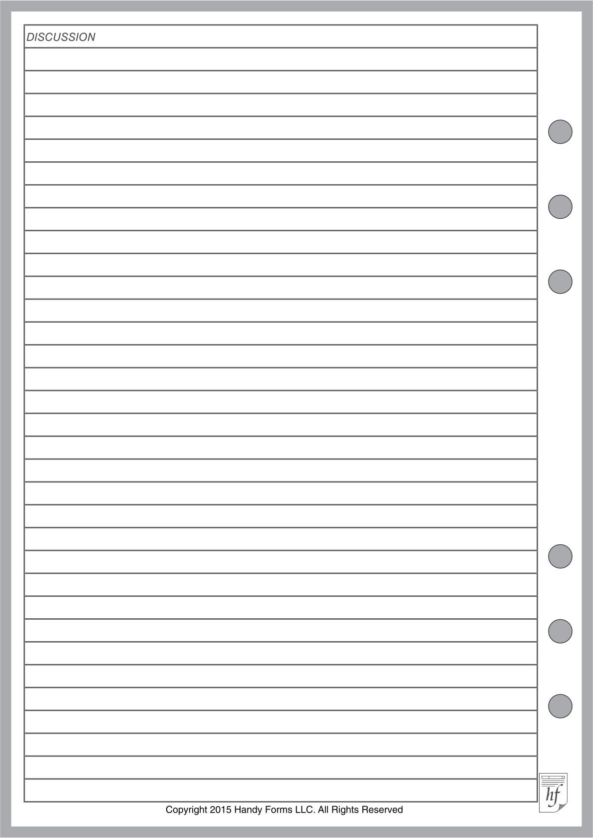 Extra Discussion Pages for The A5 Size Meeting Manager, Sized and Punched for 6-Ring A5 Notebooks by Filofax, LV (GM), Kikki K, TMI, and Others. Sheet Size 5.83" x 8.27" (148mm x 210mm)
