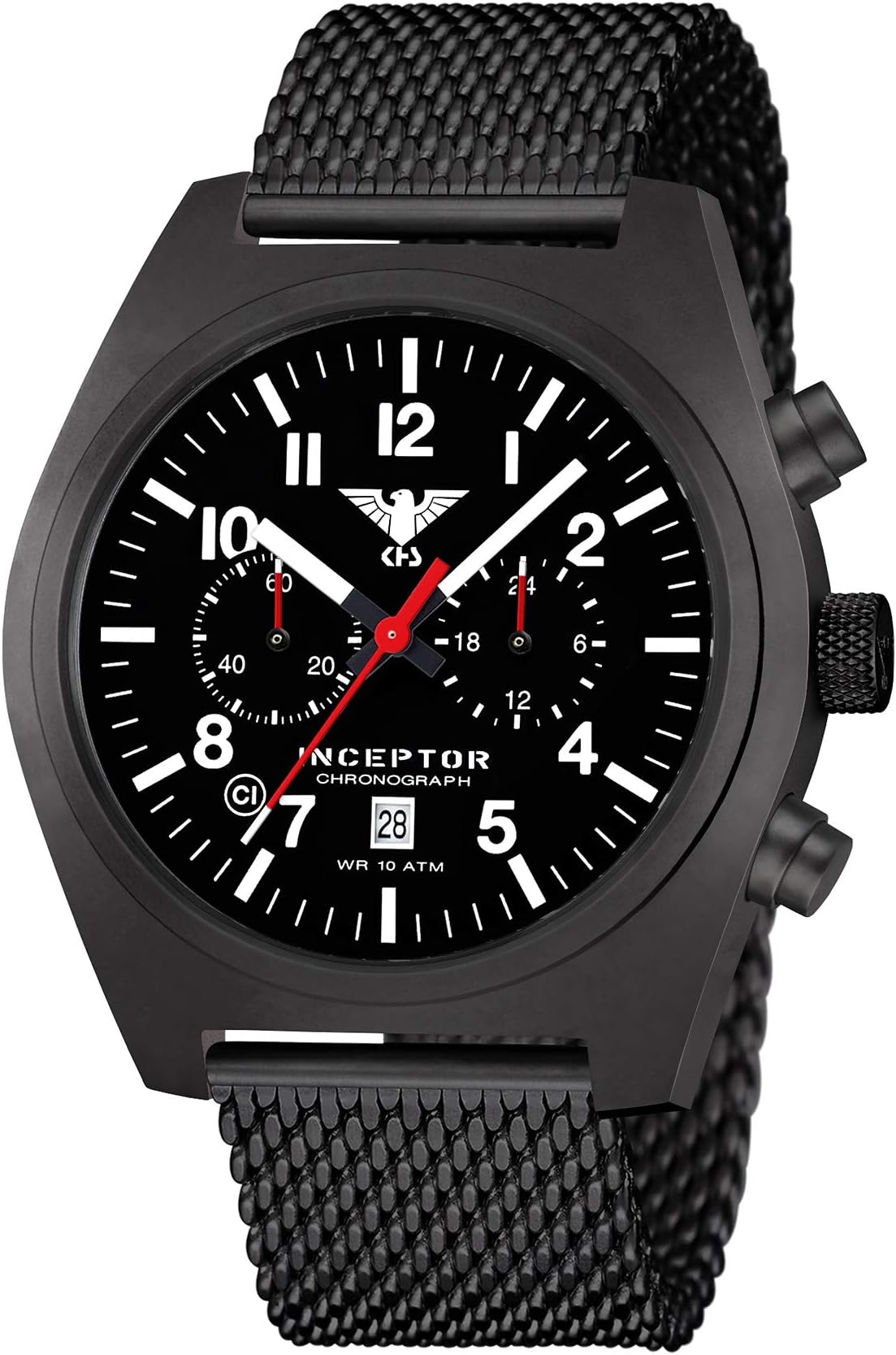 KHSInceptor Black Steel Chronograph KHS.INCBSC.MB with Mesh Strap Black