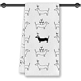 CosxHabitat Cocktail Dachshund Kitchen Dish Towels, Weiner Dog Dachshund Lovers Gifts, Gifts for Martini Cocktail Lovers Decorative Hand Tea Towels for Kitchen, 16x24 Inches