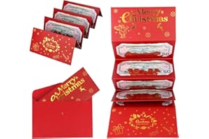 Christmas Money Holder with Ribbon Envelope, 6 Slots Reindeer Xmas Surprise Holiday Cash Gift Cards Booklet for Family Friend