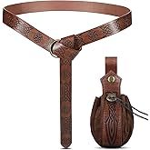LEIFIDE 2 Pcs Medieval Viking Belt Renaissance Pouch Medieval Leather Belt Pouch Bag Embossed Renaissance Costume Accessories(Brown,Classic)