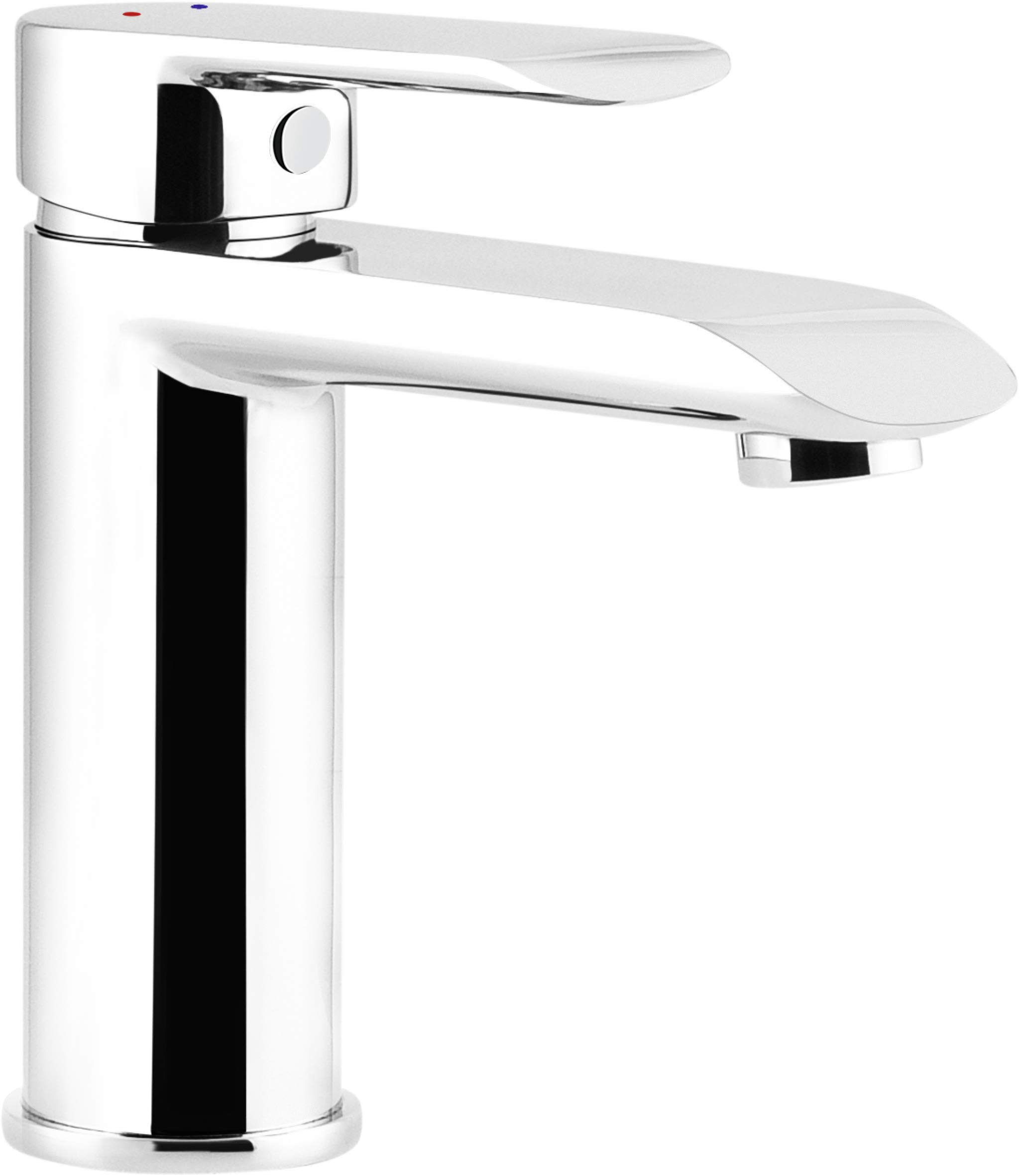 Cornat Estoril EST1 Single-Lever Washbasin Mixer Chrome-Plated Brass Body Effortless Shaft Attachment Drain Valve/High-Pressure Bathroom/Sink Tap, Silver