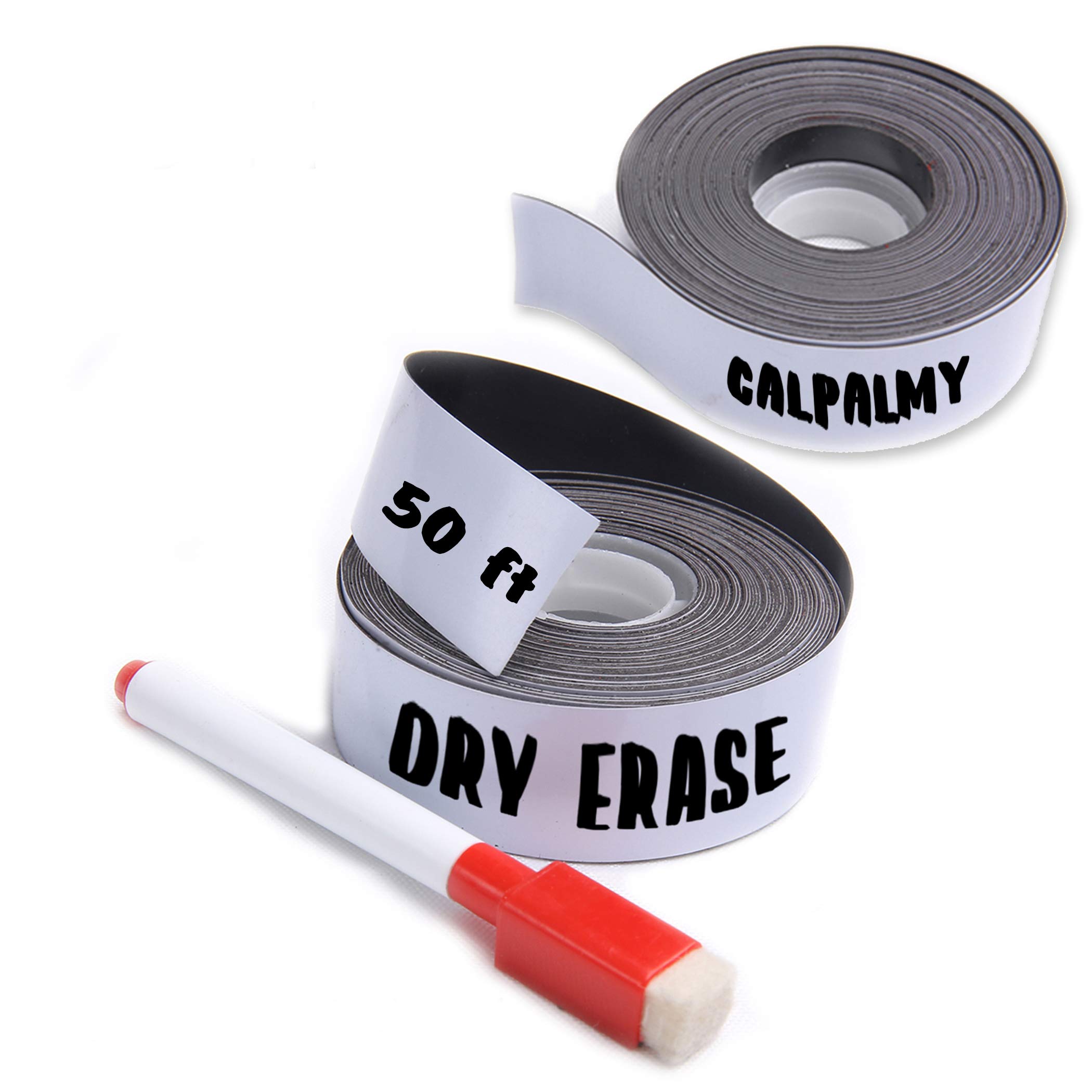 Photo 1 of (2-Pack) 1 Inch x 25 Feet Magnetic Dry Erase Strips - Magnetic Labels Roll Perfect Alternative for Messy Sticker Labels - Write and Erase Whiteboard Magnetic Tape Roll Made from Strong Magnet Sheet