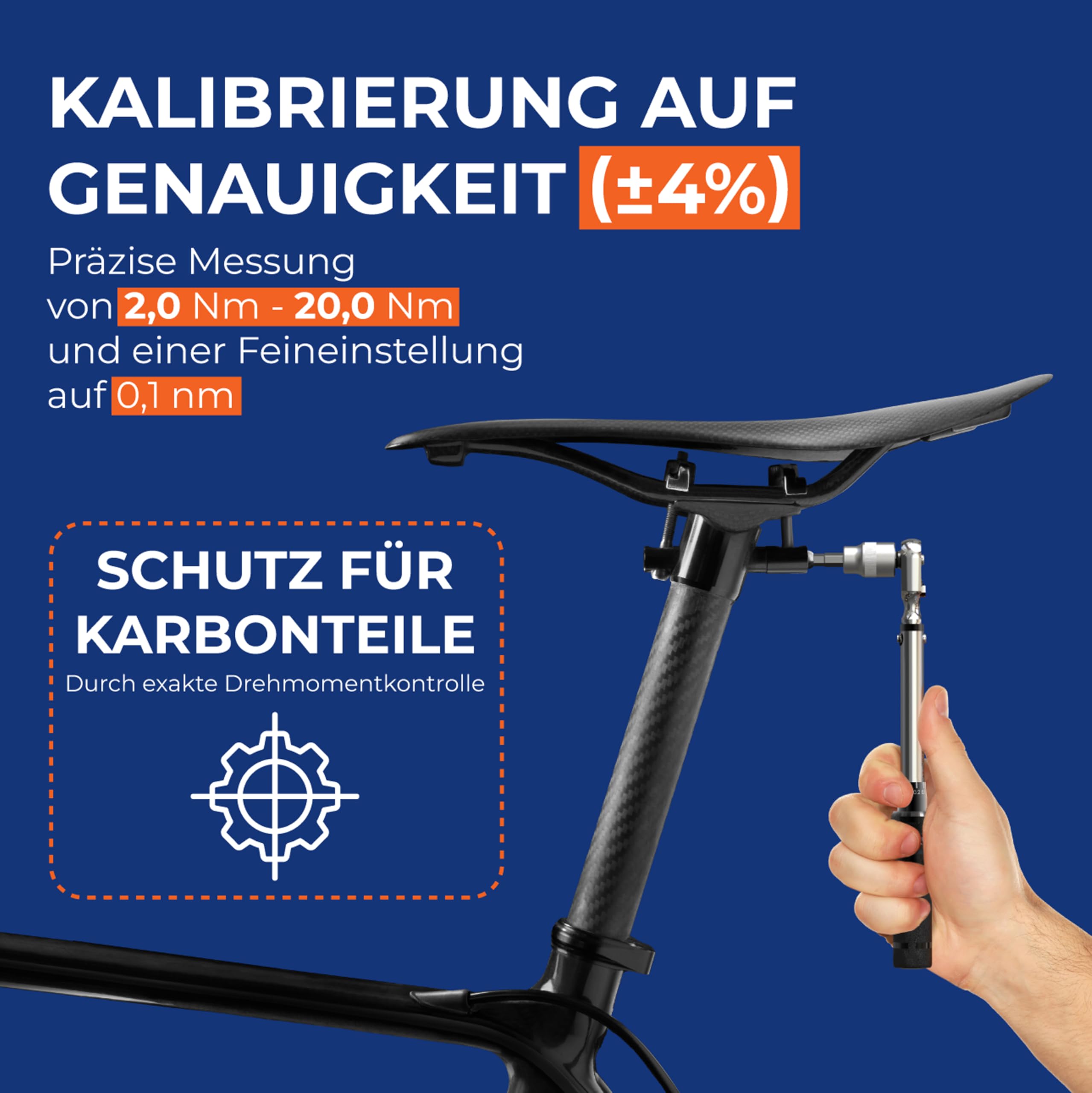 FLEXBERG 1/4 Drehmomentschlüssel – Fahrrad Drehmomentschlüssel für Wartung – Präzises Set für MTB- und Fahrradreparatur, inklusive Innensechskantschlüssel & Torx-Bits – 2-20 Nm 4