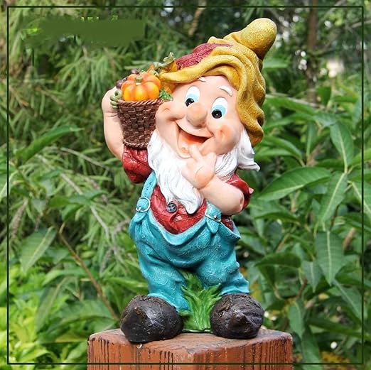 Wonderland Gnome Holding Fruit basket for Home or garden or balcony or kids room decor, dwarf, garden decoration, home decoration, gifting
