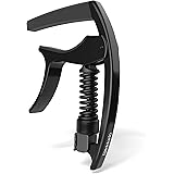 D’Addario NS Tri-Action Capo, Black – For 6-String Electric and Acoustic Guitars – Micrometer Tension Adjustment for Buzz-Fre