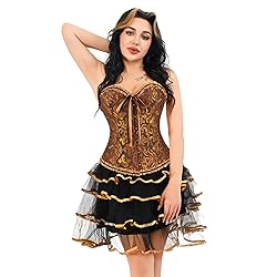 frawirshau Women's Lace Up Boned Overbust Corset